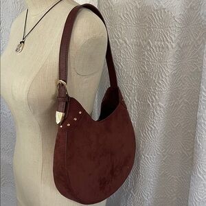 Elegant Burgundy Suede Shoulder Bag